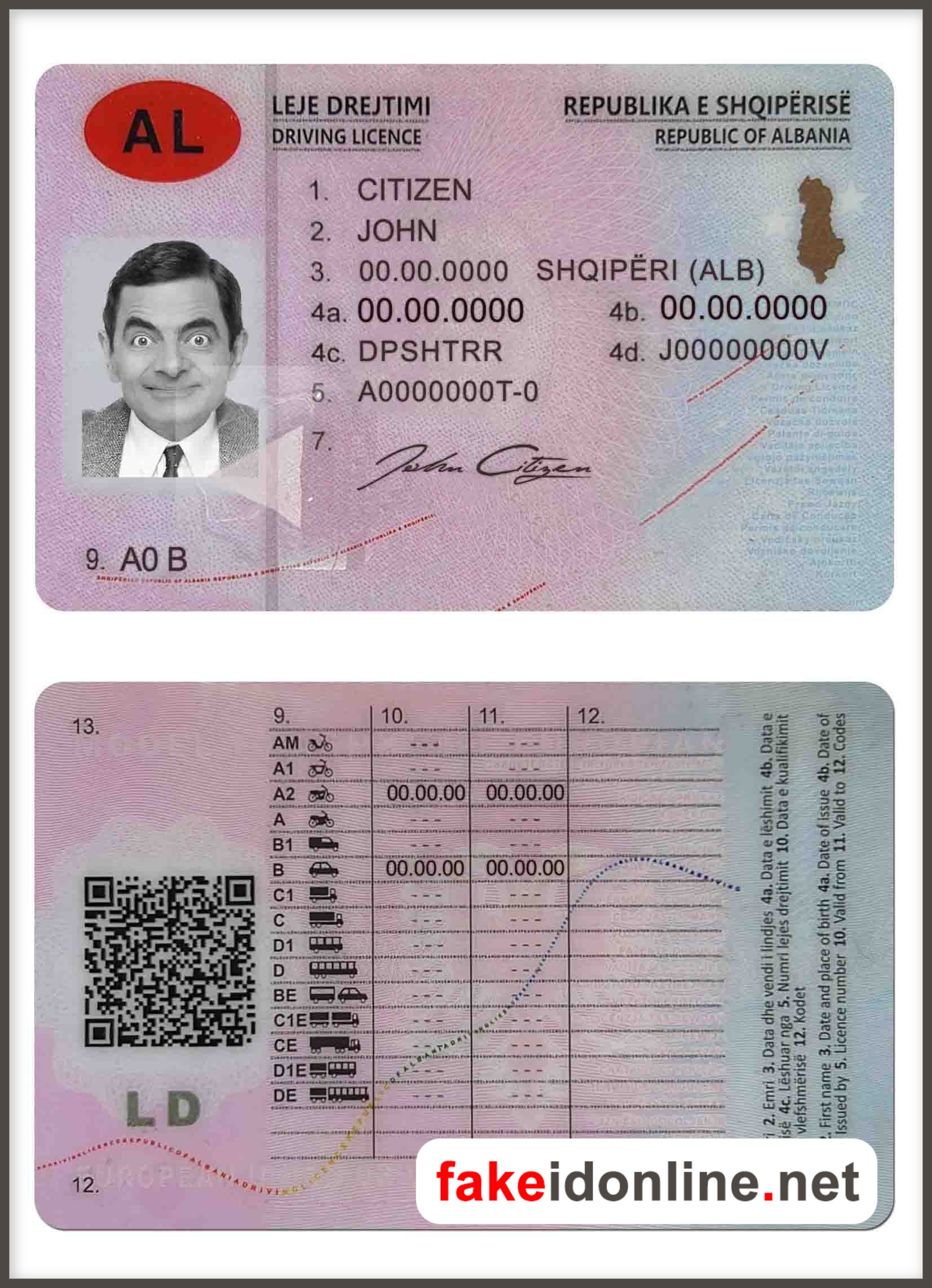 Albania Driver License PSD Template